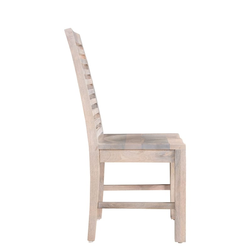 HomeRoots Set of Two White Wood Ladder Back Dining Side Chairs - 17.5' X '39.5' X '17.5