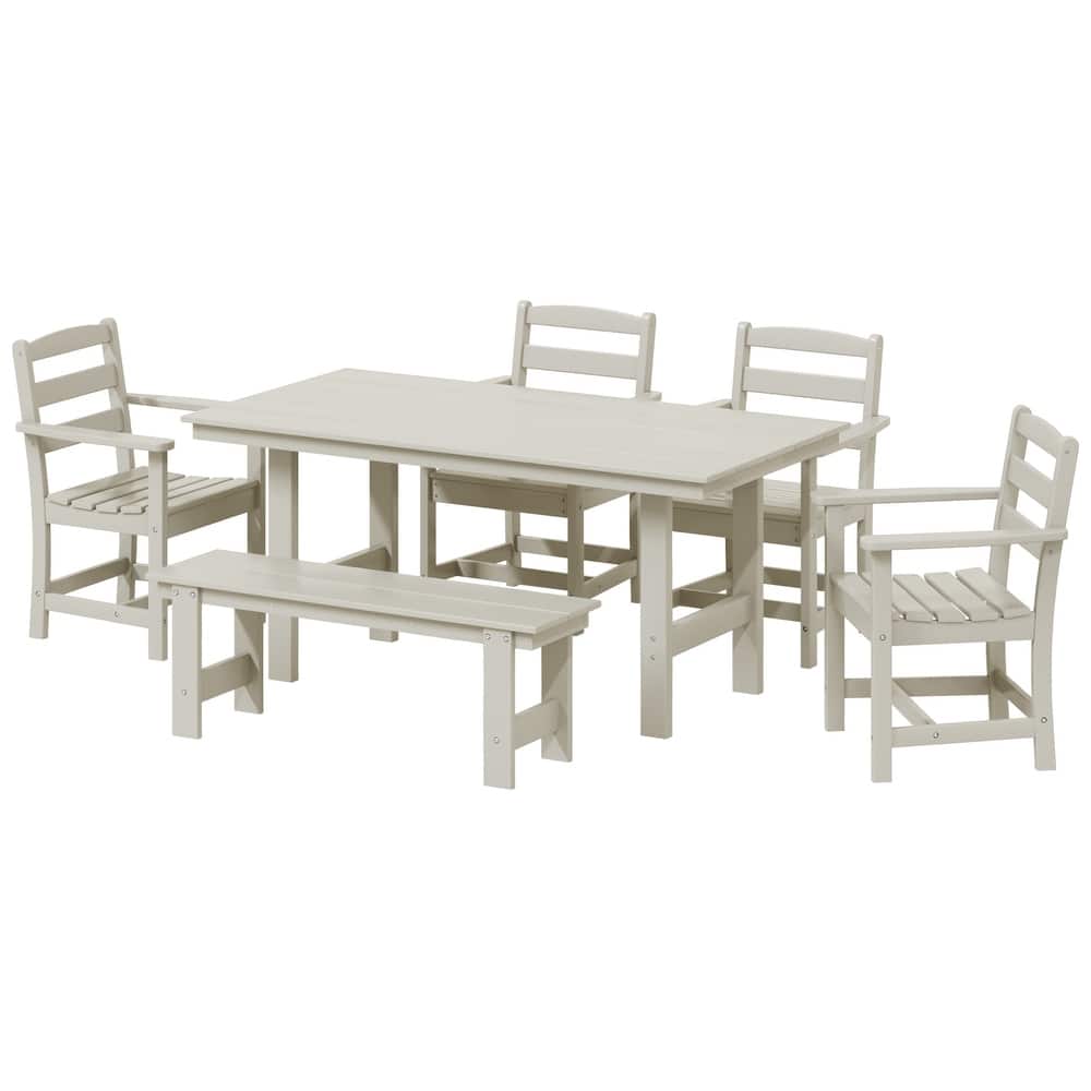 Shoreside 6-Piece Arm Chair Dining Set With Bench