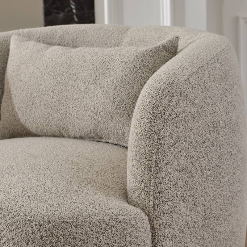 KINWELL 34" Wide Boucle Upholstered Sherpa Swivel Armchair (Set of 2)