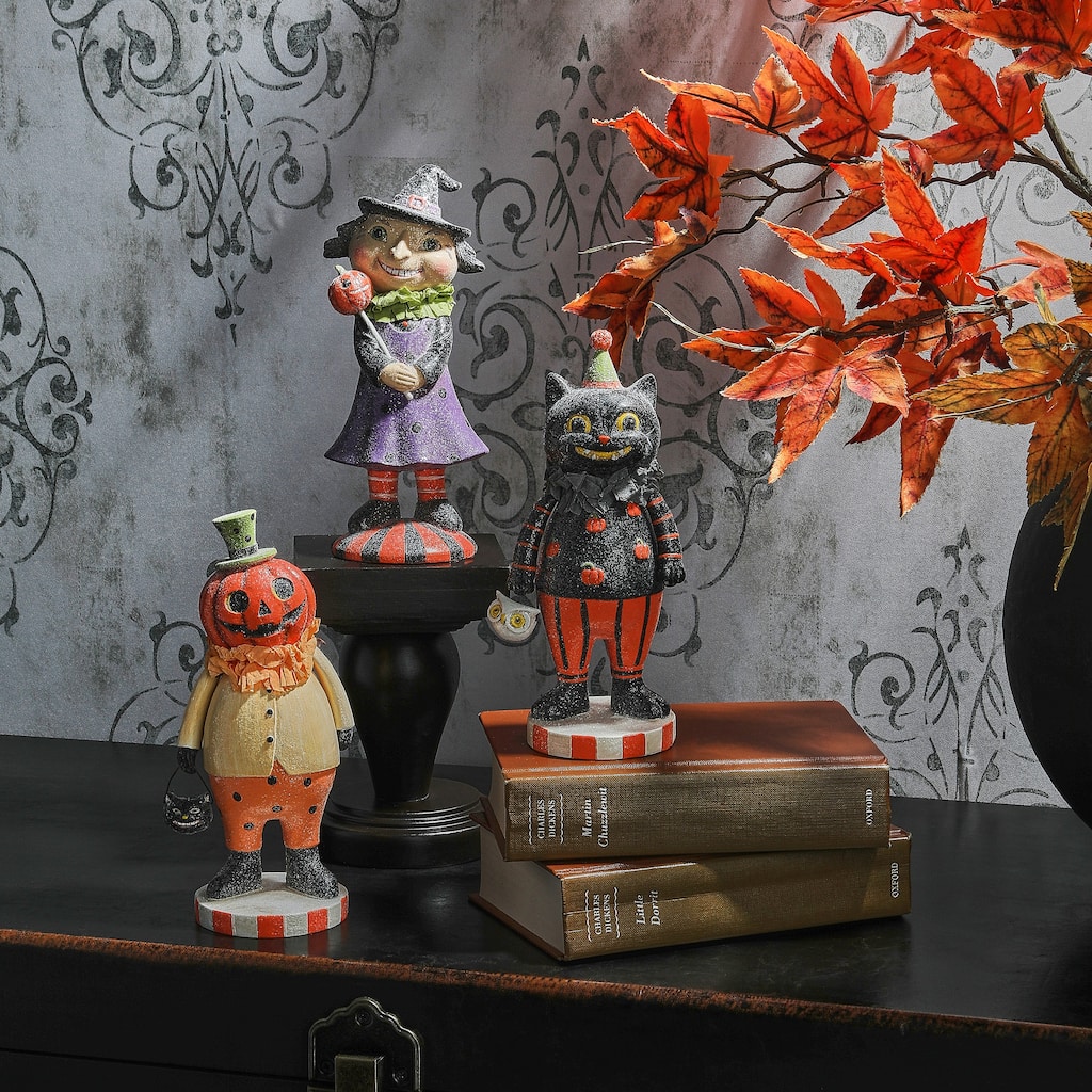 8.5" Resin Retro Halloween Children Set of 3