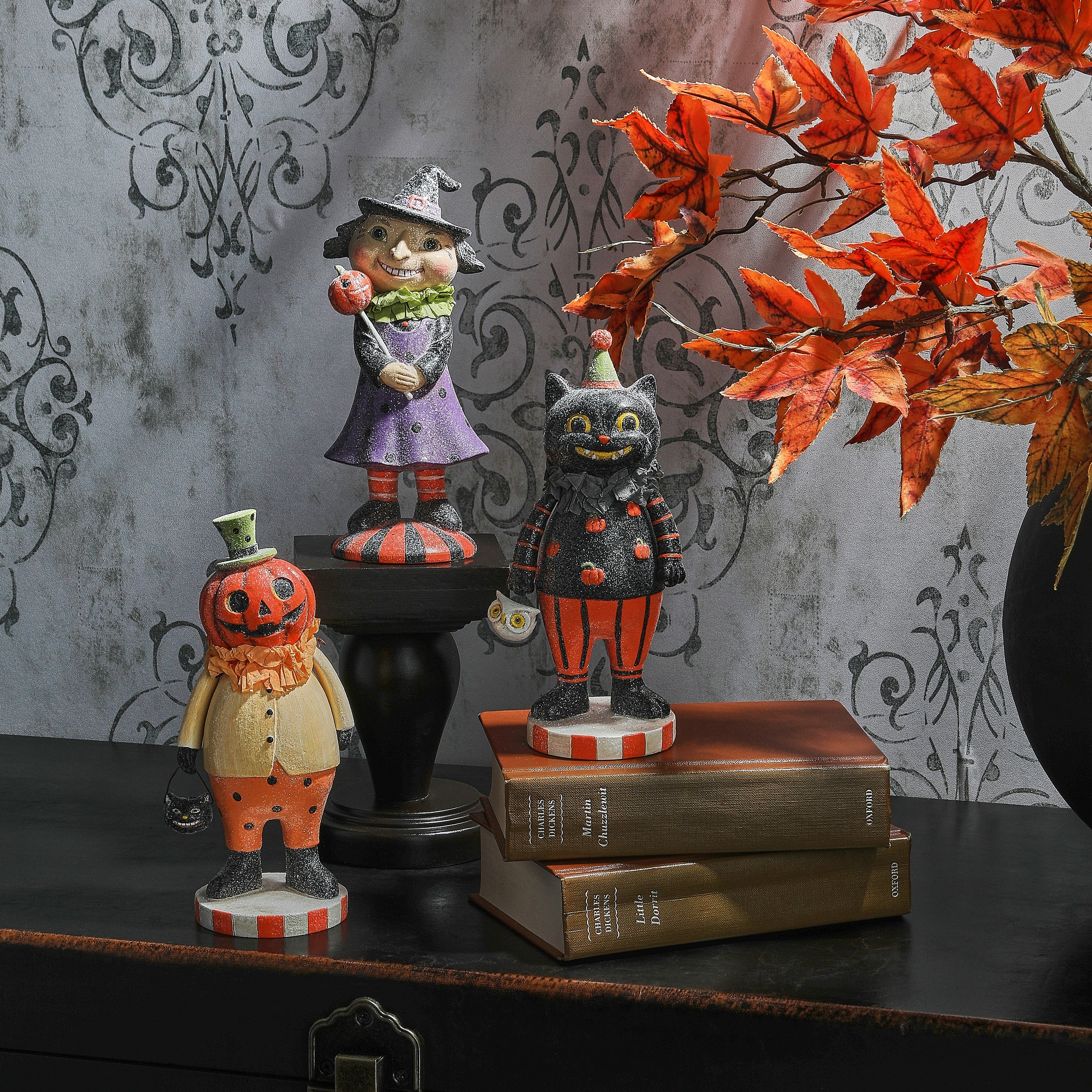 8.5" Resin Retro Halloween Children Set of 3