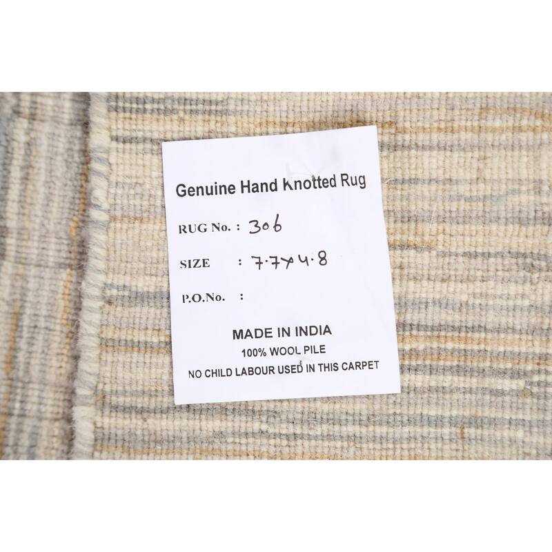 Geometric Modern Moroccan Oriental Wool Area Rug Hand-knotted - 4'8" x 7'7"