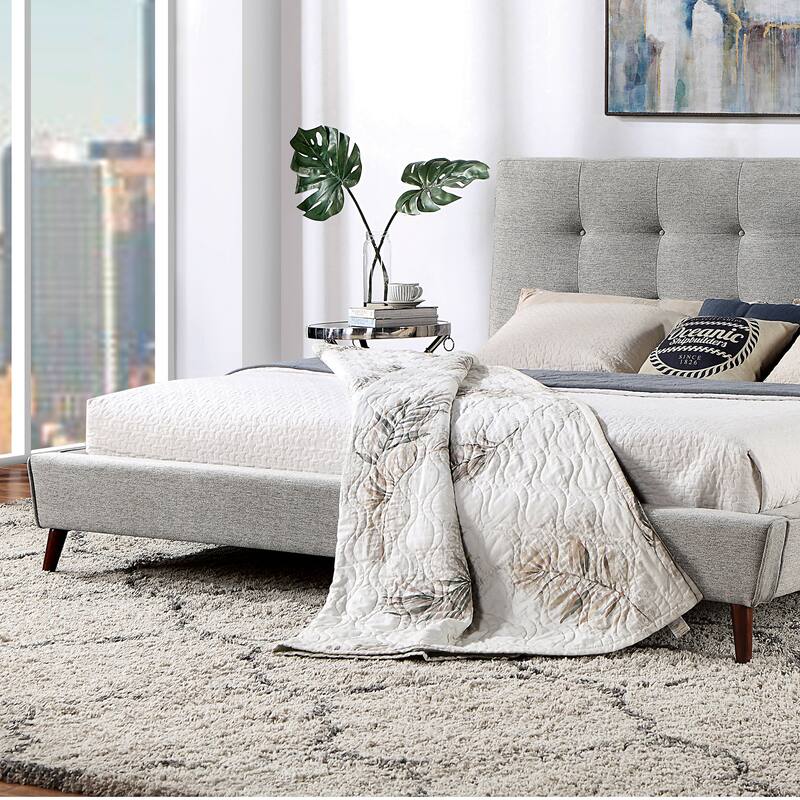 Kazz Mid-Century Fabric Upholstered Platform Bed by Furniture of America
