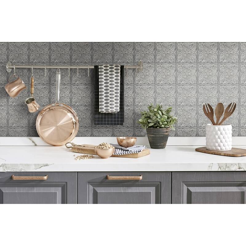 NextWall Faux Embossed Tile Peel and Stick Wallpaper - 20.5 in. W x 18 ft. L
