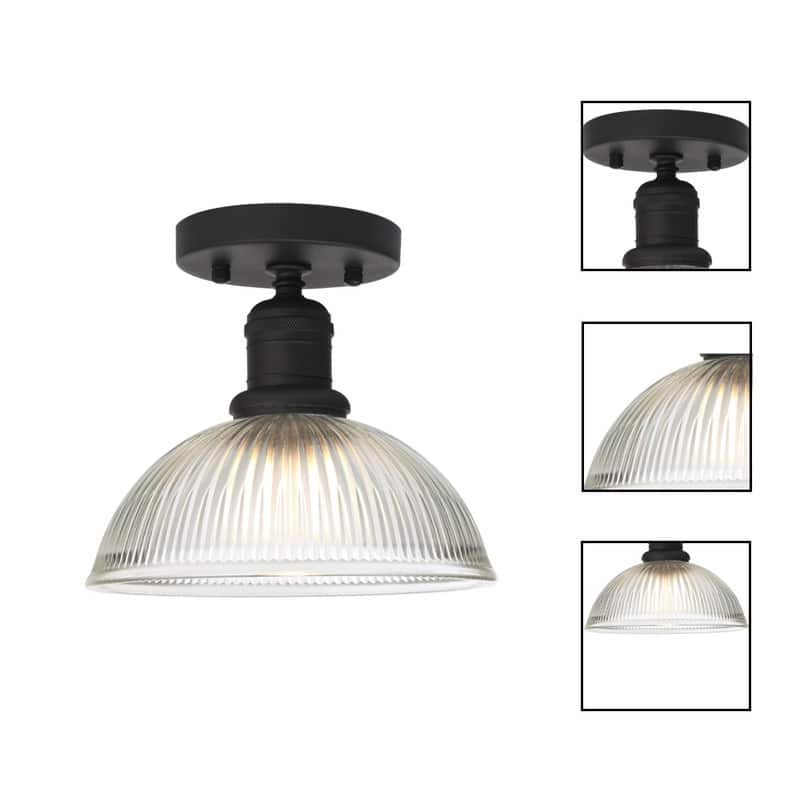 1 Light led light black light bulb glass shade, metal base ceiling light - N/A