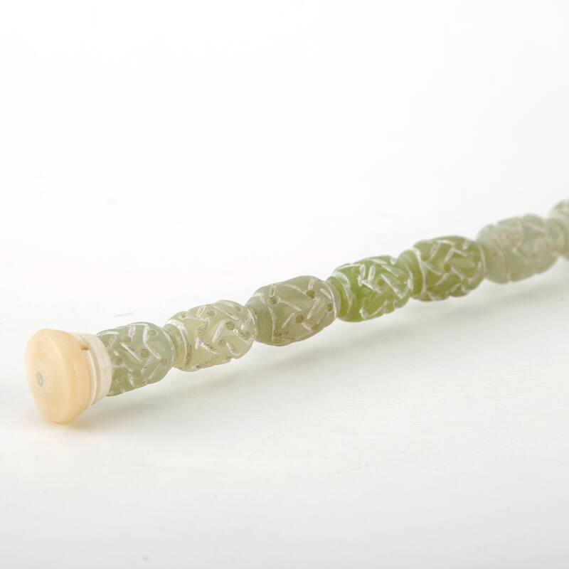 Artissance 11" Green Hand Carved Jade Lucky Pattern Calligraphy Brush