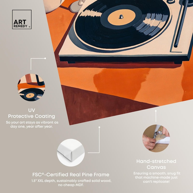 Vinyl and Wine Canvas by Art Remedy, Gallery Wrapped