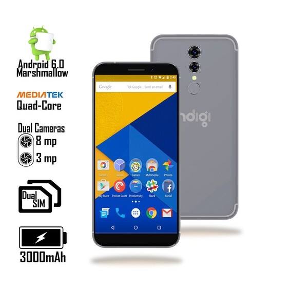 Indigi® 4G LTE Unlocked Fingerprint Access Android SmartPhone (5.6-inch HD Display + QuadCore CPU + 1GB RAM & DualSIM Standby)