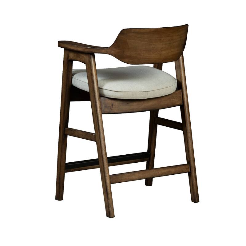 Zsy Counter Stool Chair, Open Back, Java Brown Birch Wood, Sand White