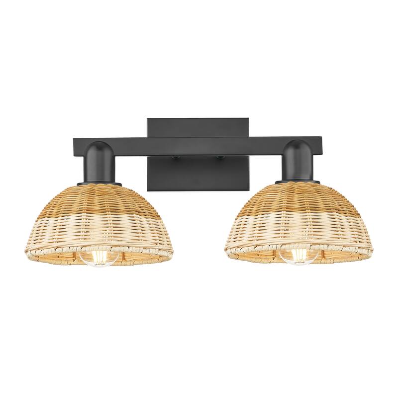 Innovations Lighting Downtown Urban - Natural Ballston Dome - 2 Light 16" Bath Vanity Light with Basketweave Shade