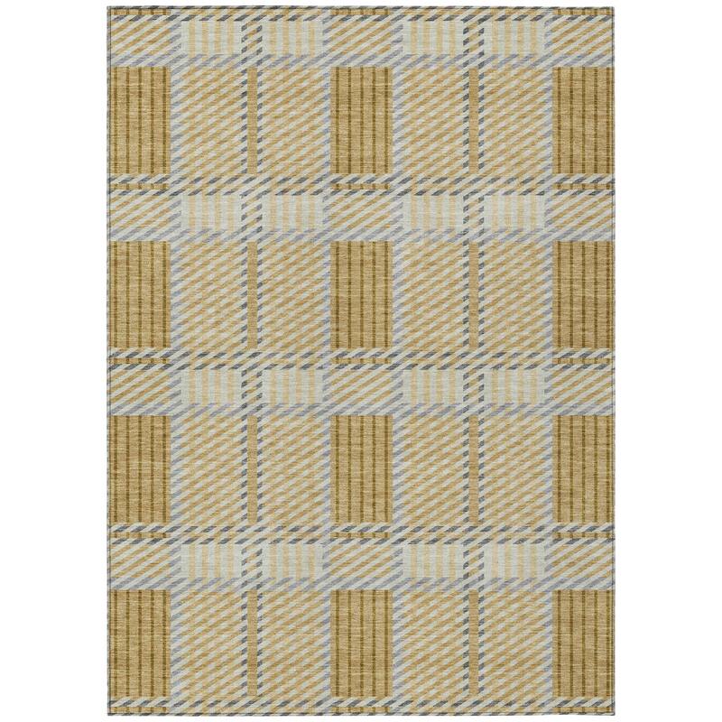 Machine Washable Indoor/ Outdoor Geometric Stripe Chantille Rug