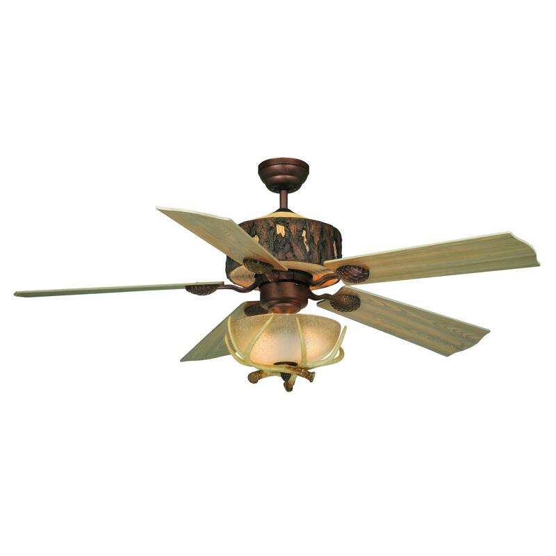 Lodge 2L LED Bronze Rustic Antler Semi Flush Ceiling Light or Fan Light Kit - 12.5-in W x 8.5-in H x 12.5-in D