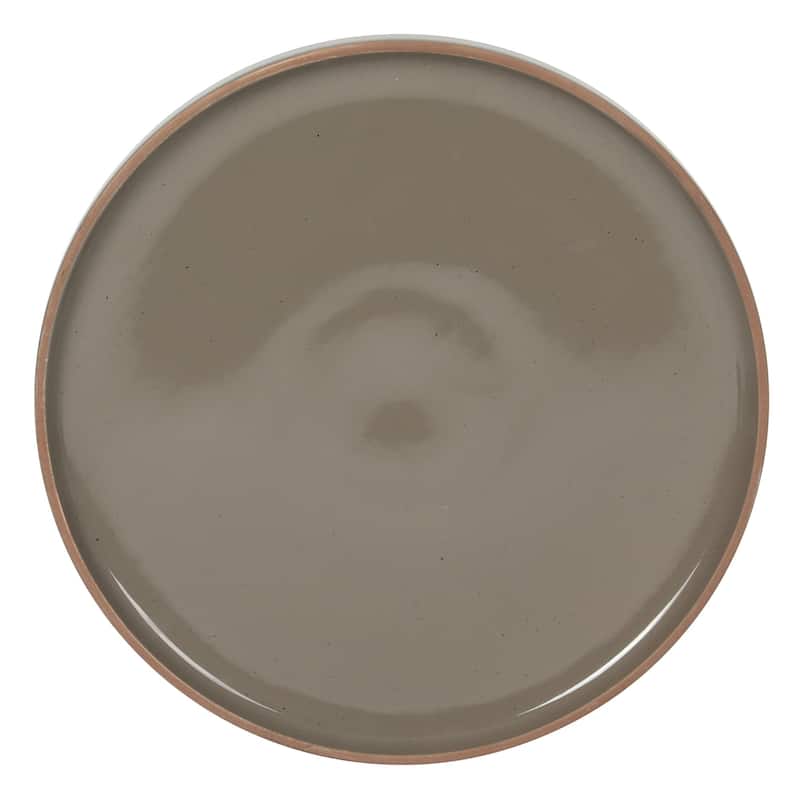 Gibson Elite Northrock Stoneware Dinnerware Set, 16-Piece Service for 4 - Plates & Bowls with Hand-Painted Terracotta Base