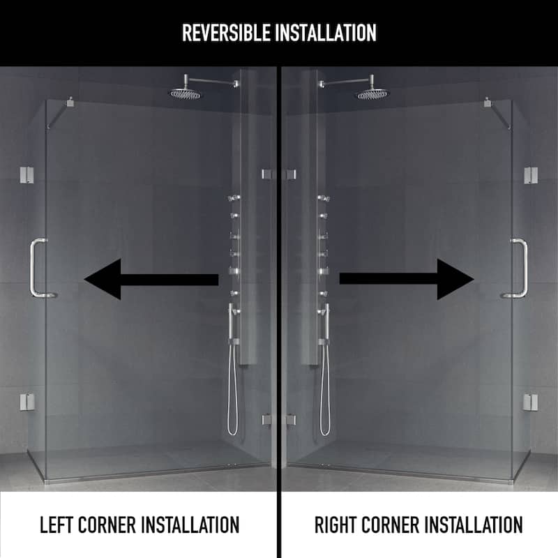 VIGO Pacifica 46"D x 34"W x 73"H Frameless Hinged Shower Enclosure