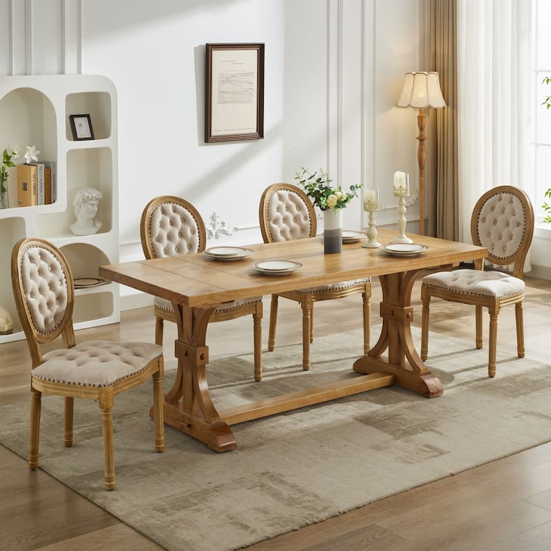 French Style Antique Painting Dining Chair ,Set of 2