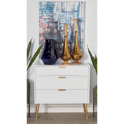 Modern Rectangular White 3-Drawer Wooden Chest by Studio 350