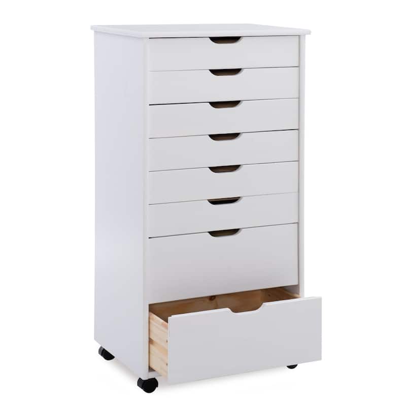 40” White Rolling Storage Cabinet with 8 Drawer