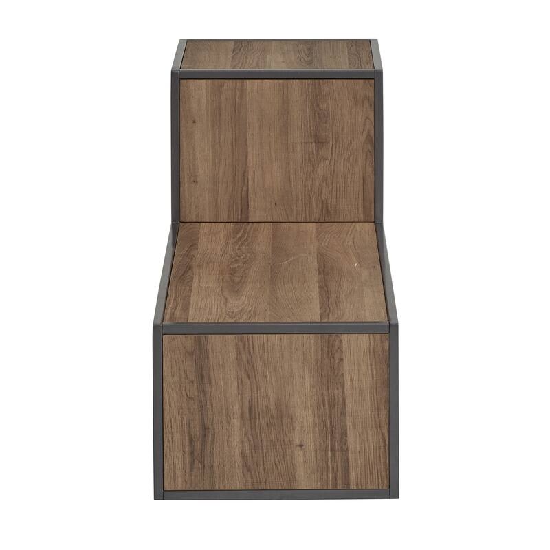 Shelby Natural Finish TV Stand with Silver Gray Metal Frame by iNSPIRE Q Modern
