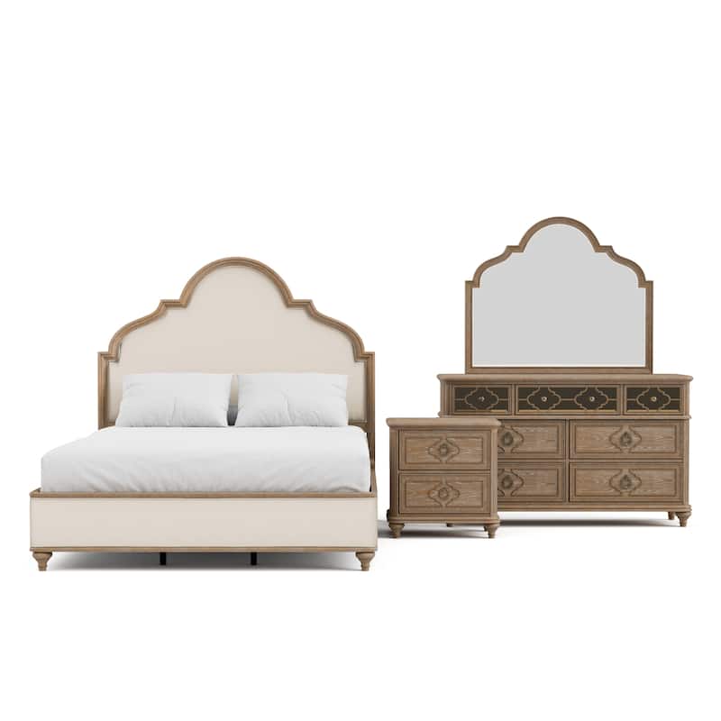 Furniture of America Aveline Modern 4-Piece Rustic Oak Solid Wood Panel Bedroom Set