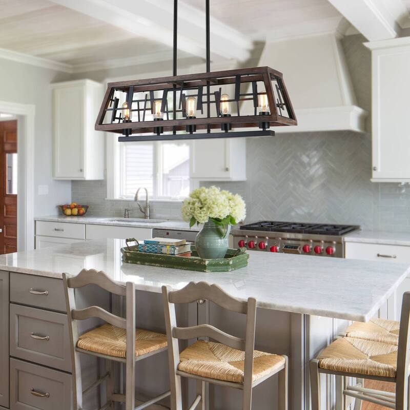 Anmytek Dining Room Linear Chandelier Farmhouse Modern Kitchen Island Pendant Lighting Fixtures