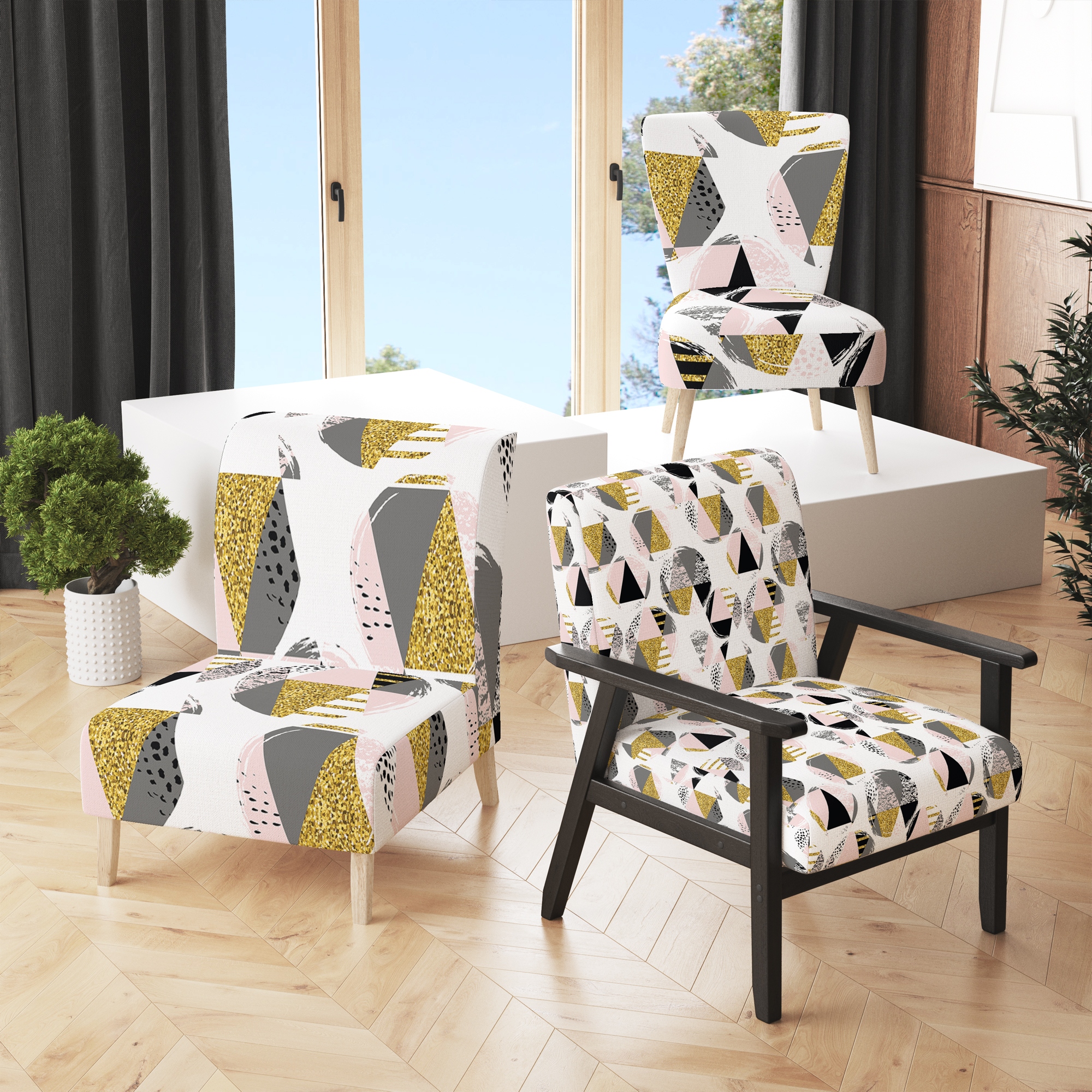 Geometric online upholstered chairs
