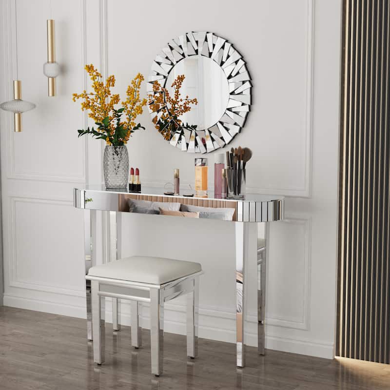 Chic Silver Mirrored Console Table Accent Side Table Furniture