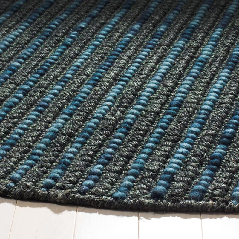 SAFAVIEH Handmade Bohemian Jelisava Jute & Wool Area Rug - 4' Round - Dark Blue/Multi