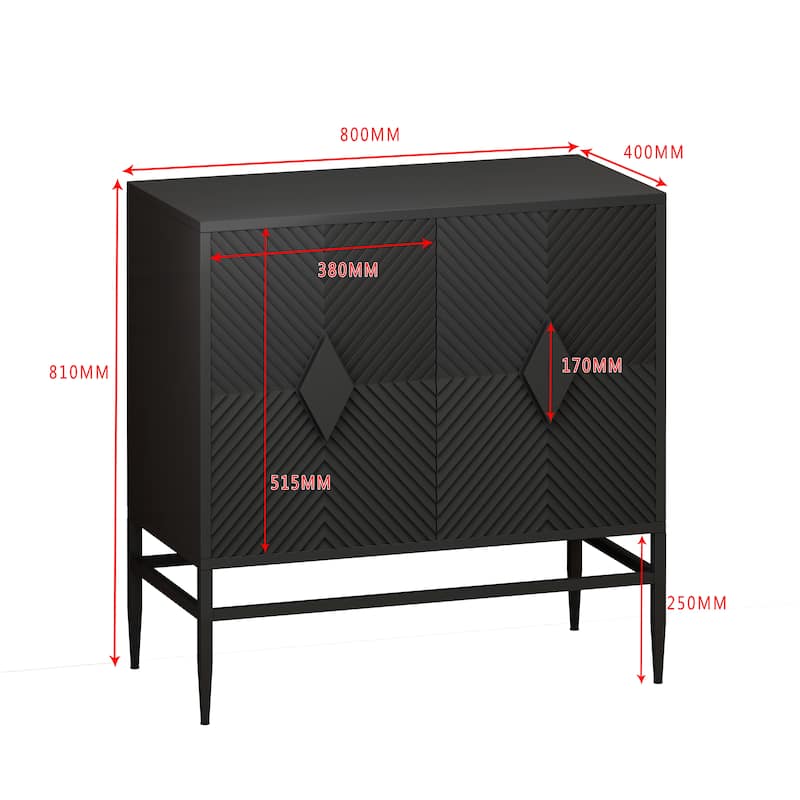 31.50" Modern 2 Door Wooden Storage Cabinet Accent Cabinet with Metal Leg Featuring Two-tier Storage