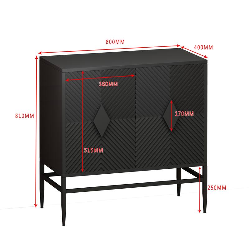 31.50" Modern 2 Door Wooden Storage Cabinet with Metal Leg