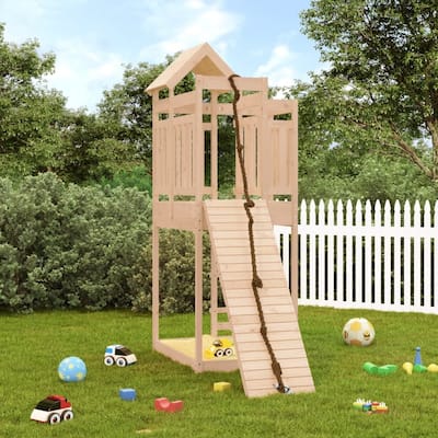 vidaXL Playhouse Outdoor Backyard Playground Set Playset with Climbing Wall
