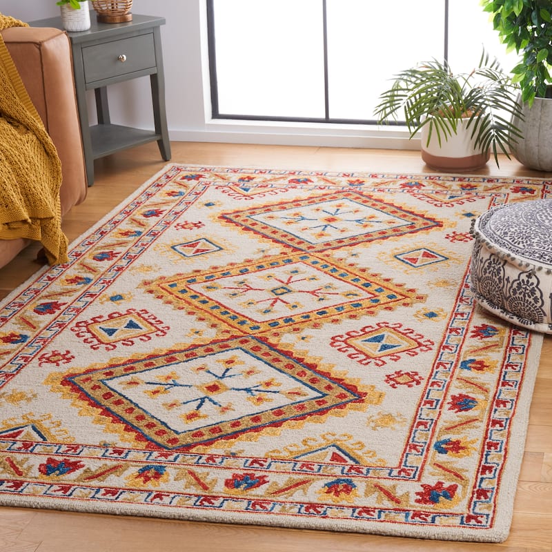 SAFAVIEH Handmade Aspen Olof Boho Tribal Wool Rug - 5' x 8' - Ivory/Multi