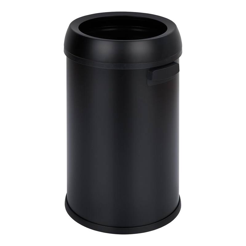 17 Gallon/65 Liter Round Open Top Trash Can, Stainless Steel Commercial Grade Heavy Gauge Trash Bin - Black Open Top