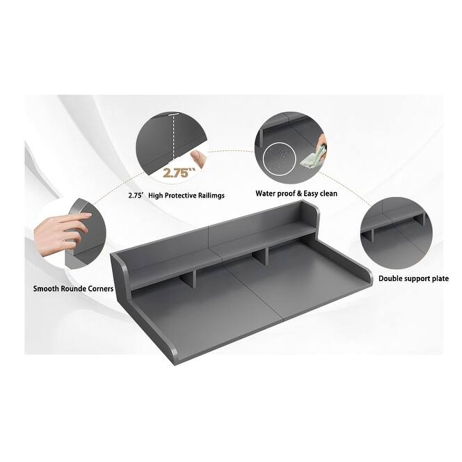 Washer Dryer Countertop, Laundry Wood Shelf Topper with Edge, 54" Width x 27.5" Depth Double Layer Organizer