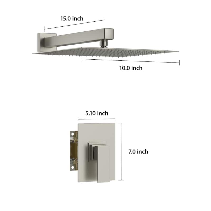 10 Inches Brushed Nickel Wall Mounted Rain Shower Head