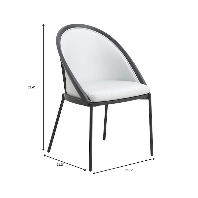Vinyl Dining Chair with Curved Back and Stainless Steel Legs Set of 4