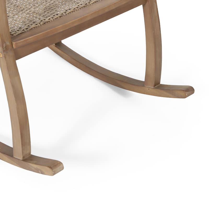 Welby Outdoor Acacia Wood and Wicker Outdoor Rocking Chair by Christopher Knight Home