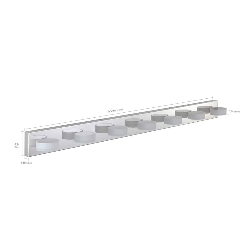 52" Modern 7-Light LED Vanity Light Fixture - Chrome Finish with Acrylic Light Shades - Energy-Efficient Bathroom Wall