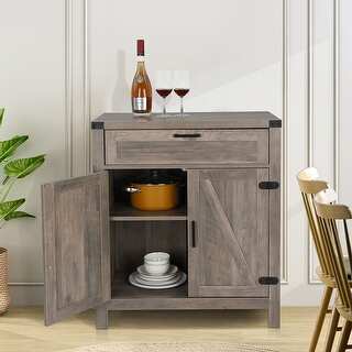 Eight-Character Double Door Sideboard With One Drawer Light Gray - Bed ...