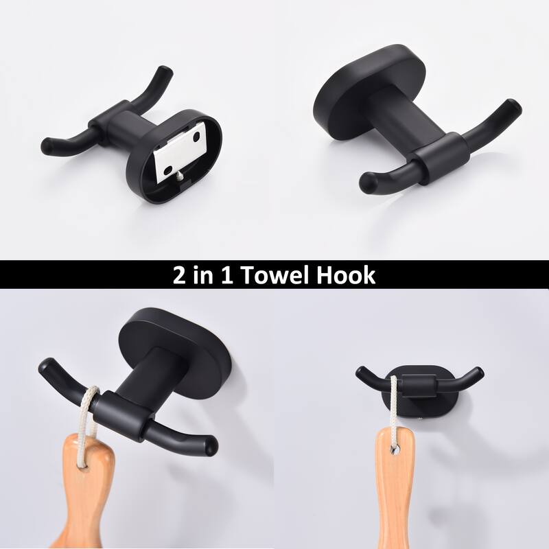 Wall Mounted 2 in 1 Towel Hook Double Robe Hook (set of 2)
