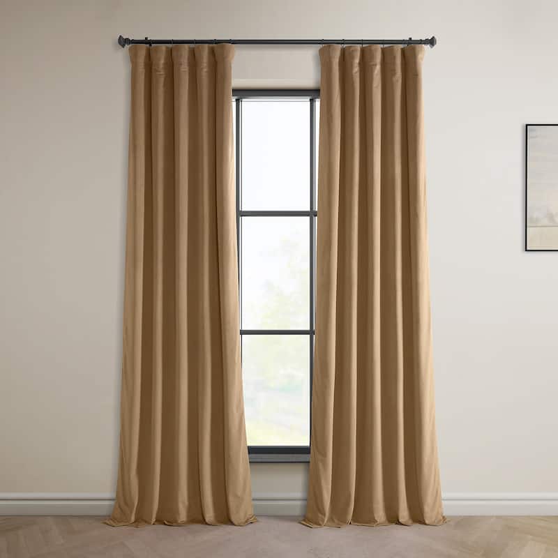 Exclusive Fabrics Heritage Plush Velvet Room Darkening Curtains (1 Panel) Luxury Velvet Curtains for Bedroom & Living Room. - 50 X 96 - Spiced Rum