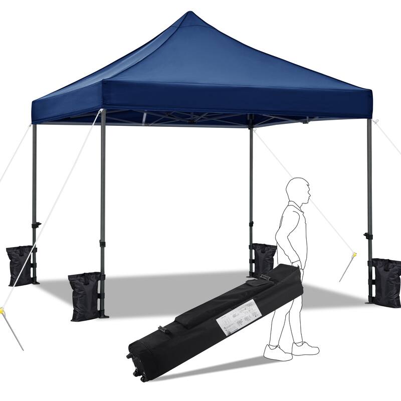 Yaheetech Adjustable Commercial Pop-up Canopy with Wheeled Carry Bag - Navy Blue