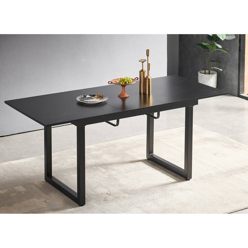 Modern Square Extendable Dining Table with Metal Leg