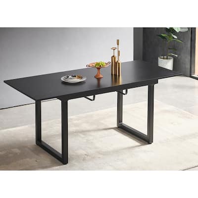 Modern Square Extendable Dining Table with Metal Leg
