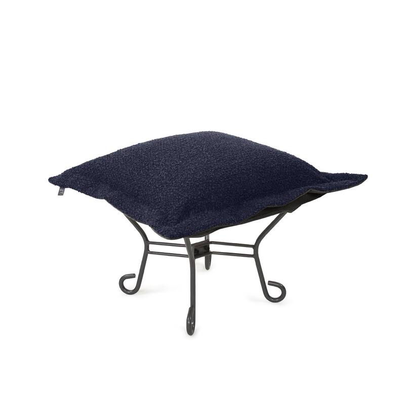 Allan Andrews Scroll Puff Ottoman with Titanium Frame & Cover, Barbet Collection - Royal Blue