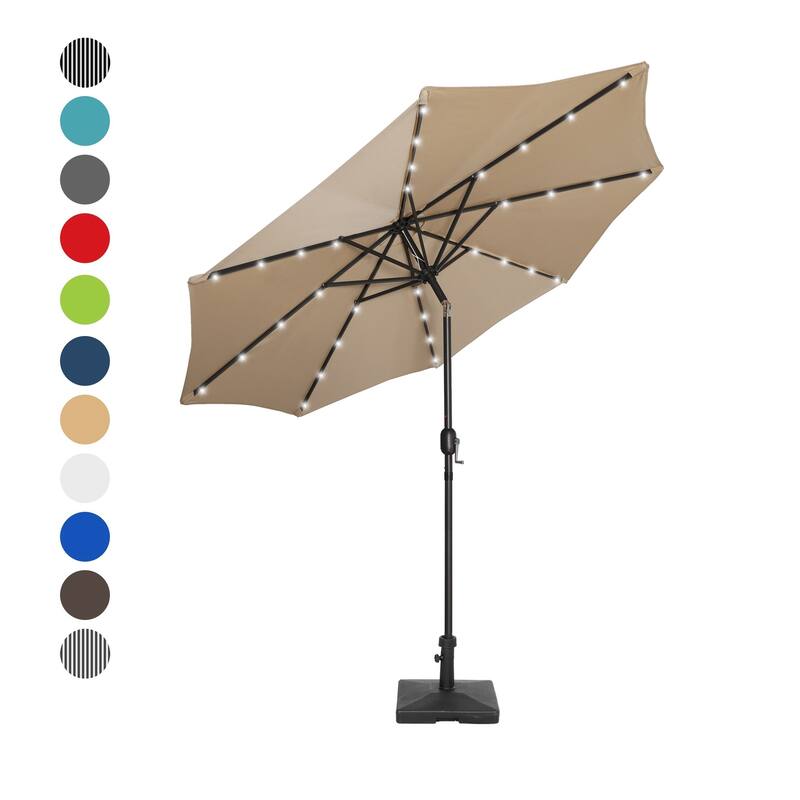 9 Ft. Solar Power Lighted Patio Umbrella with Concrete Base