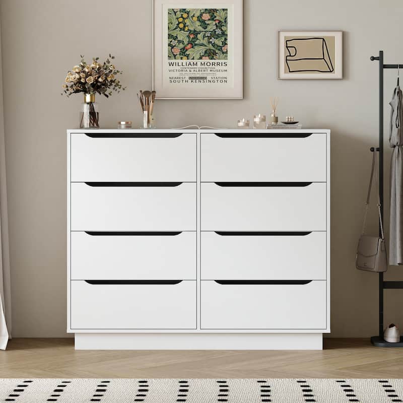 Long Dresser with 8 Drawers, 47.2"W Wooden Dressers Chest of 8 Drawers, Large Capacity Clothing Storage Cabinet