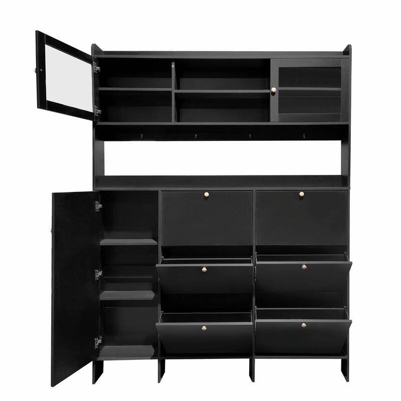 Multifunctional Shoe Cabinet with Storage Shelf & 6 Flip Drawers