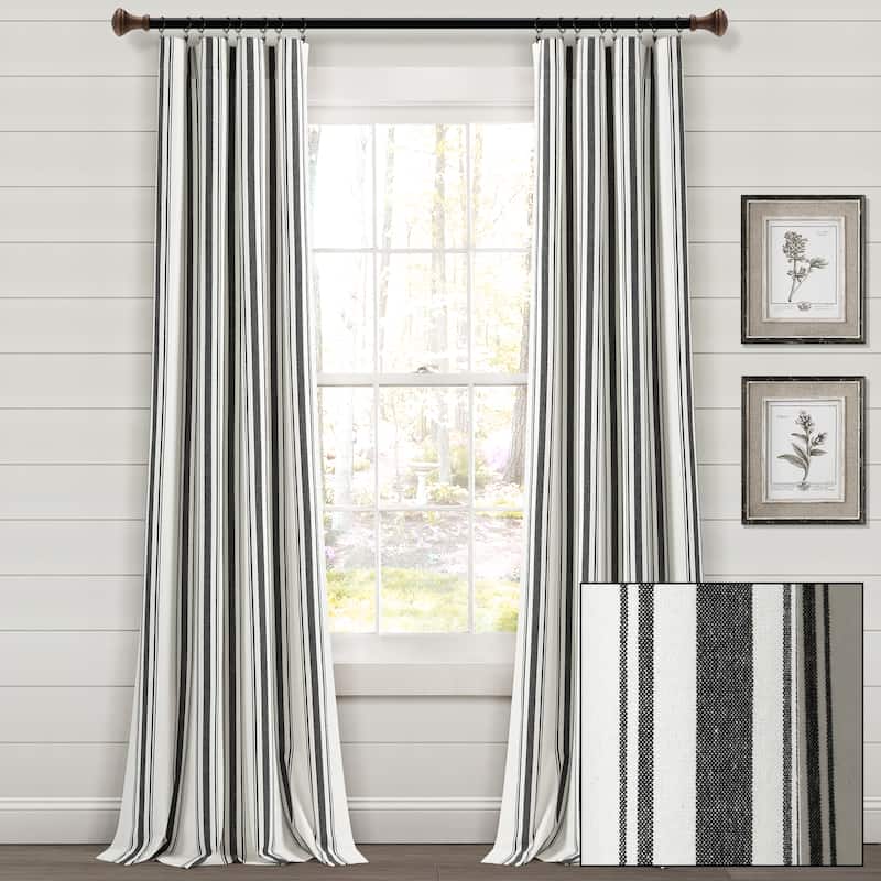 Lush Decor Farmhouse Stripe Yarn Dyed Cotton Window Curtain Panel Pair