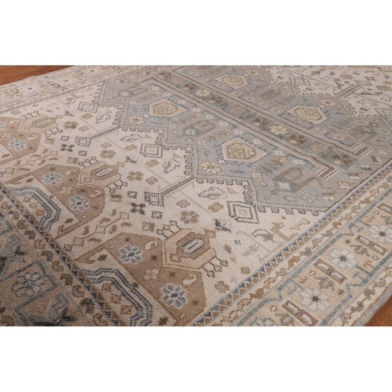 Ivory & Gray Khotan Oriental Area Rug Handmade Wool Carpet - 8'9"x 11'10"