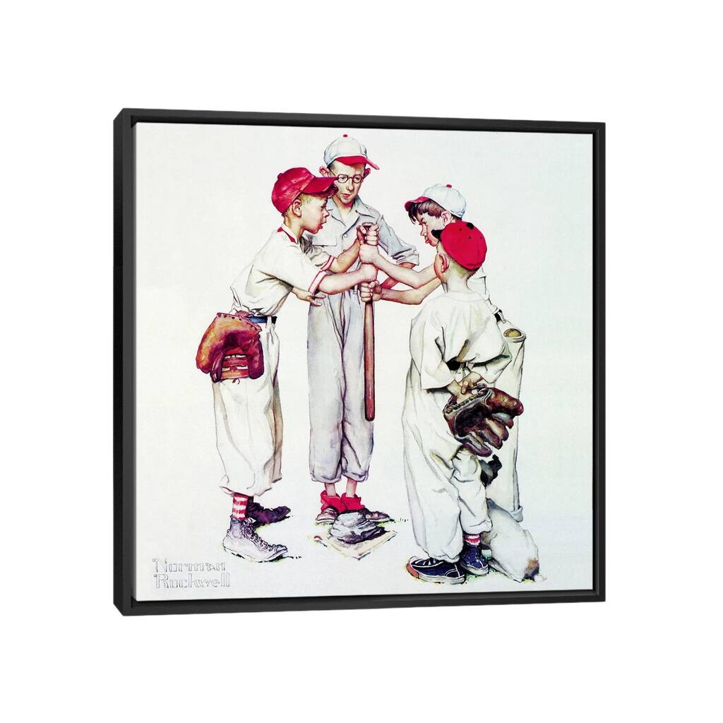 iCanvas "Choosing up (Four Sporting Boys - Baseball)" by Norman Rockwell Framed Canvas Print
